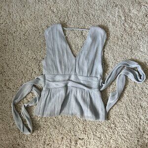 NWOT Joie Silver Pleated Peplum Top